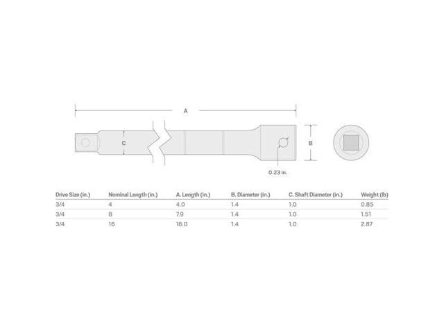 TEKTON SHA31104 3/4 Inch Drive x 4 Inch Extension