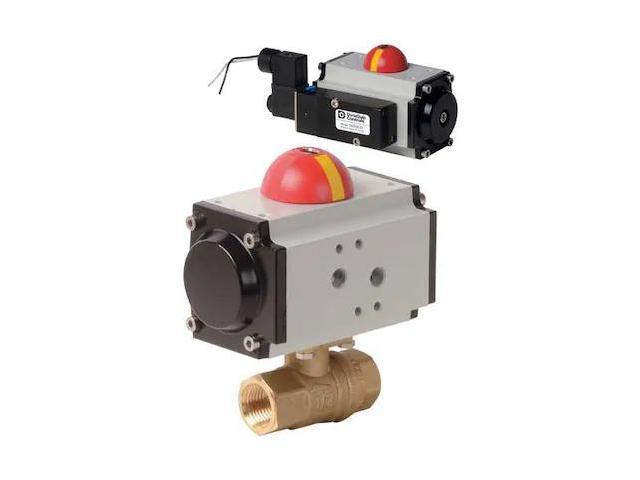 DYNAQUIP CONTROLS PHG23ATSR05210A 1/2' FNPT Brass Pneumatic Ball Valve Inline