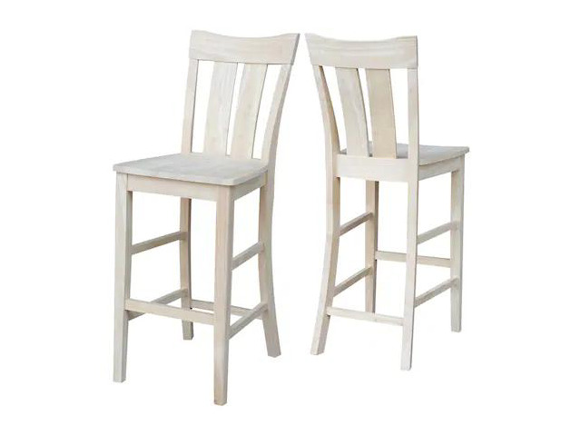 INTERNATIONAL CONCEPTS S-133 Ava Bar Height Stool, 30' Seat Height, Unfinished