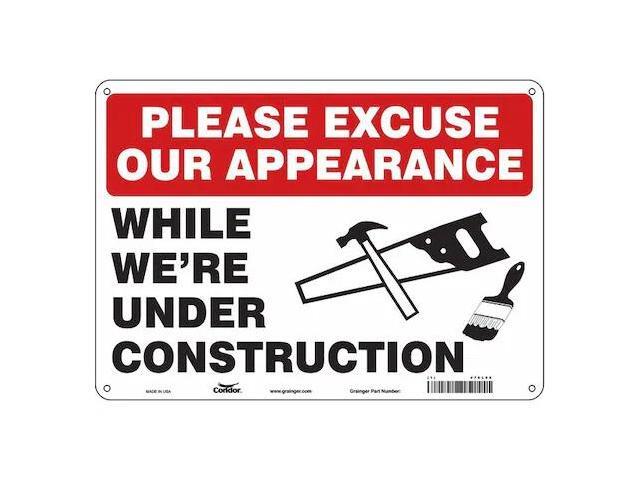 CONDOR 476L96 Safety Sign, 10 in Height, 14 in Width, Polyethylene, Horizontal