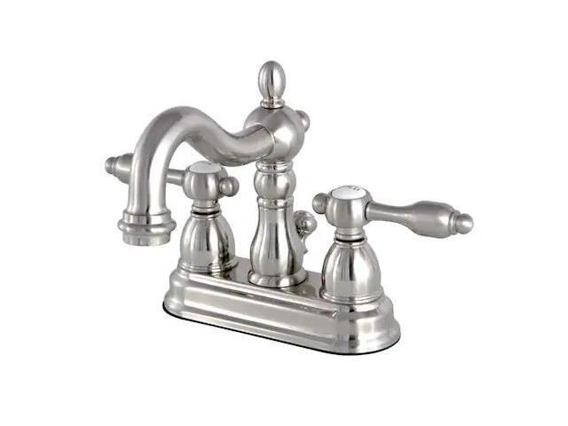 Kingston Brass KS1608TAL 4 3/4' in Spout Reach Center Set Lavatory Faucet with Brass Pop Up, Brushed Nickel