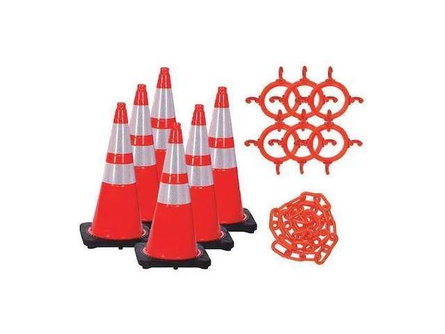 MR. CHAIN 93280-6 28 in. Height - Traffic Cone and Chain Kit, Silver