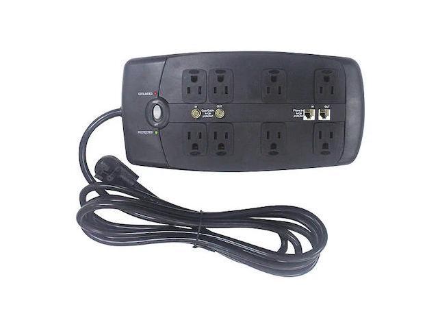 POWER FIRST 52NY65 Surge Protector Outlet Strip,Black