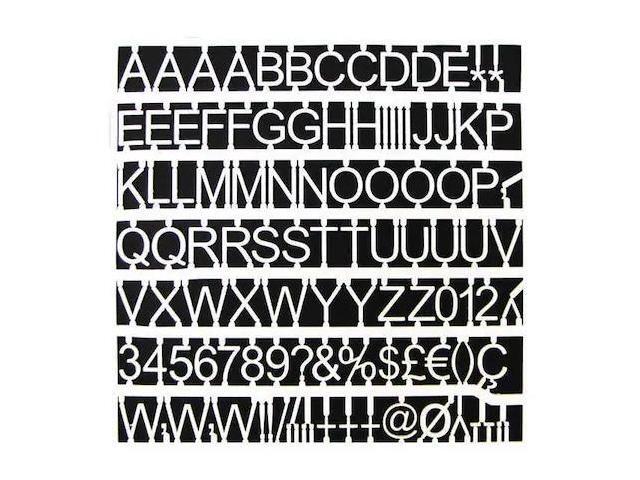 White Plastic Set of Letters, Numbers and Symbols, Uppercase, 1' Dia.