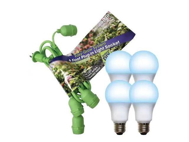 MIRACLE LED 602262 LED Grow Light Cord System 4 Socket & LED Blue Spectrum Grow