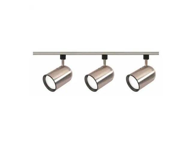 NUVO TK342 3-Light, R30, Bullet Cylinder Track Kit, 4 foot Track, Brushed Nickel
