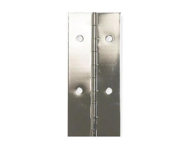 ZORO SELECT 1CBJ7 Piano Hinge, Steel, Full Surface Mounting, 1 in Leaf W x 48