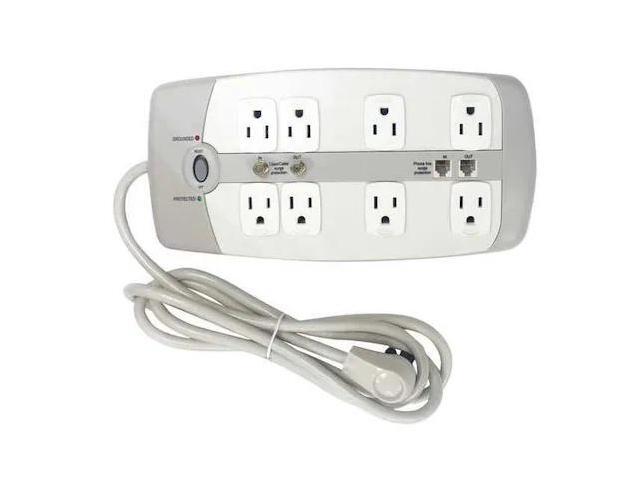 POWER FIRST 52NY59 Surge Protector Outlet Strip,6 ft.,White