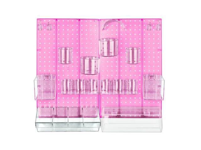 AZAR DISPLAYS 900944-PNK 24-Piece Pink Pegboard Organizer Kit with 2 Panels and