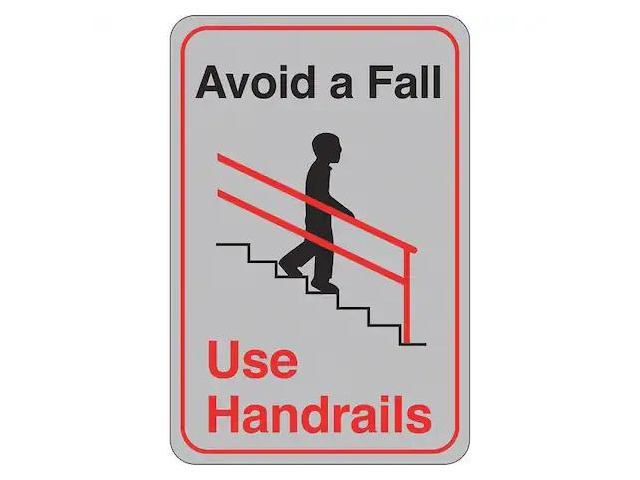 PARTNERS BRAND SN404 'Avoid a Fall' Facility Sign, 9' x 6', Gray/Red/Black,