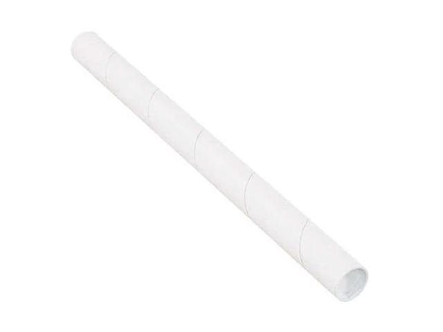 PARTNERS BRAND P1524W Mailing Tubes with Caps, 1-1/2 x 24, White, PK50