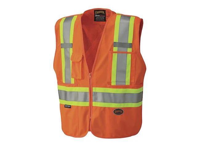 PIONEER V1021150U-5XL Break Away Zip Vest,Orange,5XL