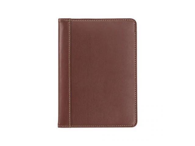 Samsill Contrast Stitch Leather Padfolio 6 1/4w x 8 3/4h Open Style Brown 71736