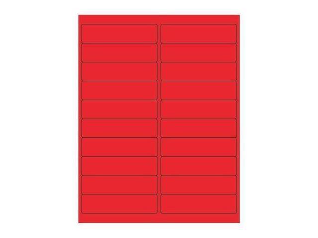 TAPE LOGIC LL177RD Rectangle Laser Labels, 4' x 1', Fluorescent Red, PK2000