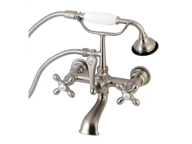 KINGSTON BRASS AE557T8 Wall-Mount Clawfoot Tub Faucet, Brushed Nickel, Tub Wall