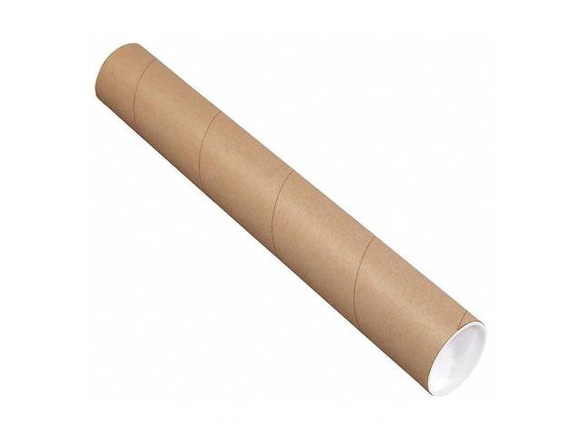 PARTNERS BRAND P3006K Mailing Tubes with Caps, 3' x 6', Kraft, PK48