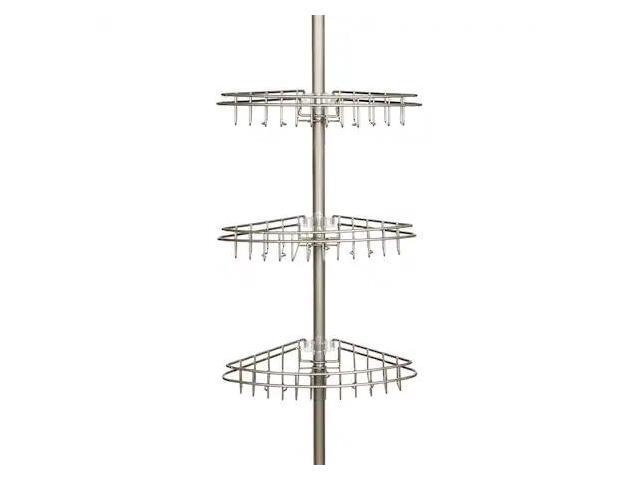 KENNEY MFG KN61520V1 3-Tier Spring Tension Shower Corner Pole Caddy, Satin