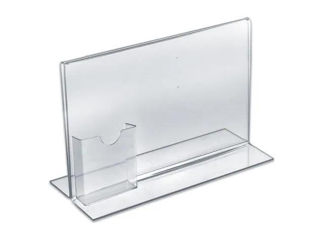 Azar Displays Acrylic Sign Holder with Attached Brochure Holder 10/Pack 252041