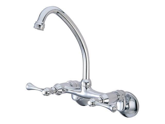 Kingston Brass Kingston 6-Inch Adjustable Center Wall Mount Kitchen Faucet, Polished Chrome