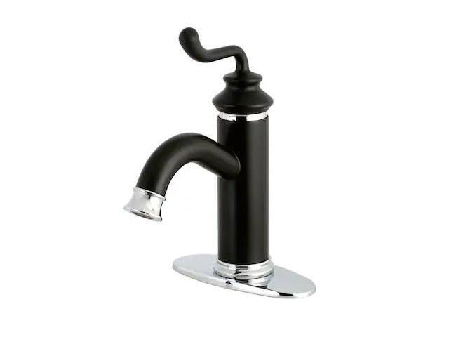 FAUCETURE LS5417RL Royale Single-Handle Monoblock Bathroom Faucet, Black/Chrome