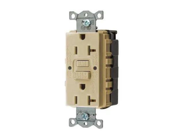 HUBBELL WIRING DEVICE-KELLEMS SNAPGF20I GFCI Receptacle, 20A, 125VAC, 5-20R,