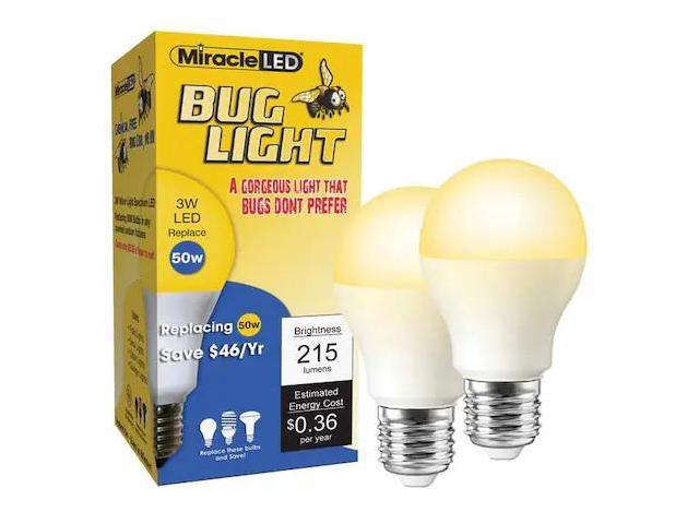 MIRACLE LED 602177 3 W, Compact LED Bulb, Amber, A15, 2000K Temp. Frosted,
