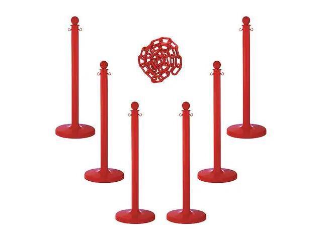 MR CHAIN 71105-6 Barrier Post Kit,40' H,Red,Plastic Post