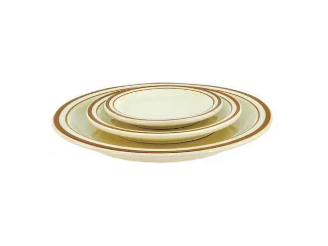CRESTWARE SC43 Plate, 7-1/2', Ceramic Brown Speckled with Brown Band PK36