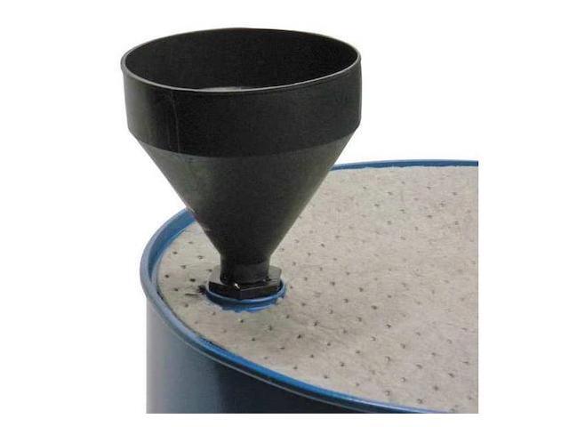 FUNNEL KING 32410 Drum Funnel, 9.25 in H, Black, Polyethylene, OD-2-1/4in