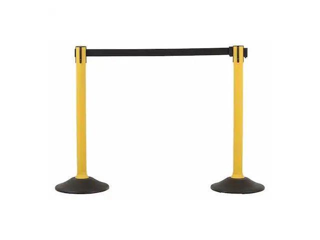 US WEIGHT U2055 Barrier Post with Belt,HDPE,Yellow,PR