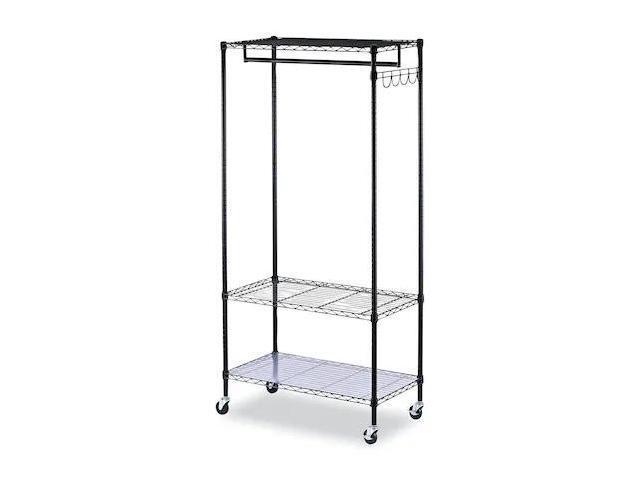 Alera WIRE SHELVING GARMENT RACK, 30 GARMENTS, 36W X 18D X 75H, BLACK ALEGR363618BL