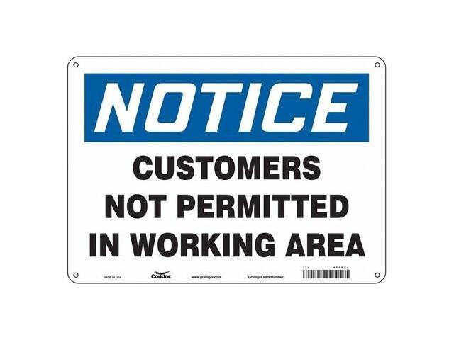 CONDOR 473D64 Safety Sign, 10 in Height, 14 in Width, Polyethylene, Horizontal
