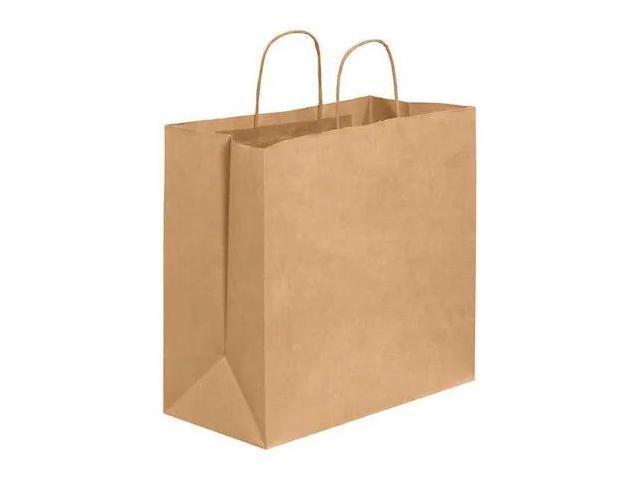 PARTNERS BRAND BGS114K Paper Shopping Bags, 13 x 7 x 13, Kraft, PK250