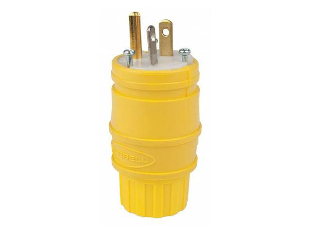 HUBBELL WIRING DEVICE-KELLEMS HBL14W33 Watertight Straight Blade Plug, 5-20P,