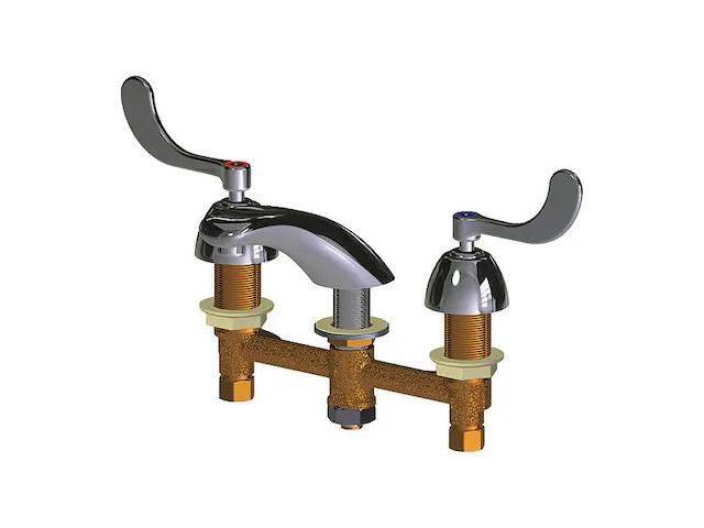 CHICAGO FAUCET 404-E74-317ABCP Manual Low Arc Bathroom Faucet, 8' Mount,