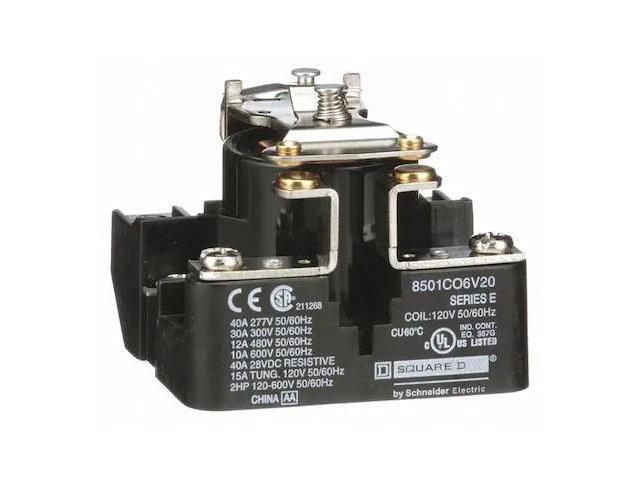 SCHNEIDER ELECTRIC 8501CO6V20 Through Panel, Open Power Relay, Square, 30 A, 4