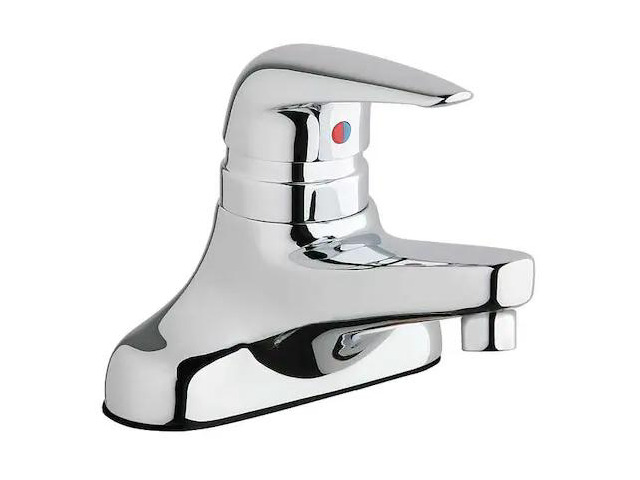 CHICAGO FAUCET 420-E2805ABCP Manual Low Arc Bathroom Faucet, 4' Mount, Polished