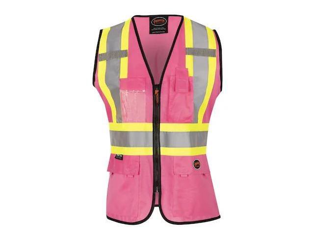 PIONEER V1021840U-XL Ladies Mesh Back Vest,Pink,XL