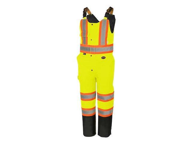 PIONEER V1120661U-M Quilted Bib Pant,Hi-Vis Yellow,M