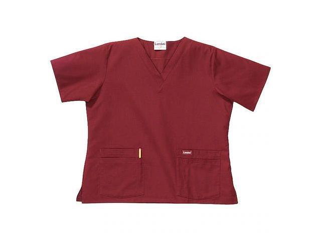 LANDAU 8219RWPLRG Scrub Shirt, Cotton/Polyester, Short Sleeve, 4 Pockets,