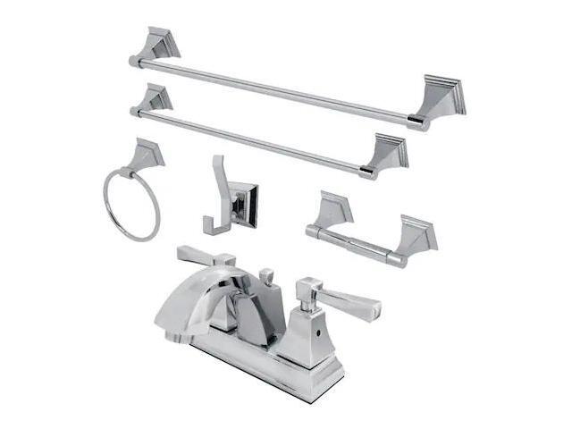 FAUCETURE FSK4641DL FSK4641DL 4' Bathroom Faucet W/ 5-Piece Bathroom Hardware