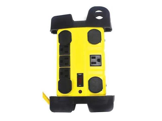 POWER FIRST 52NY62 Surge Protector Outlet Strip,Yellow