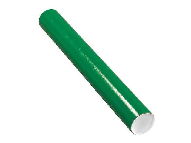PARTNERS BRAND P3024G Mailing Tubes with Caps, 3' x 24', Green, PK24