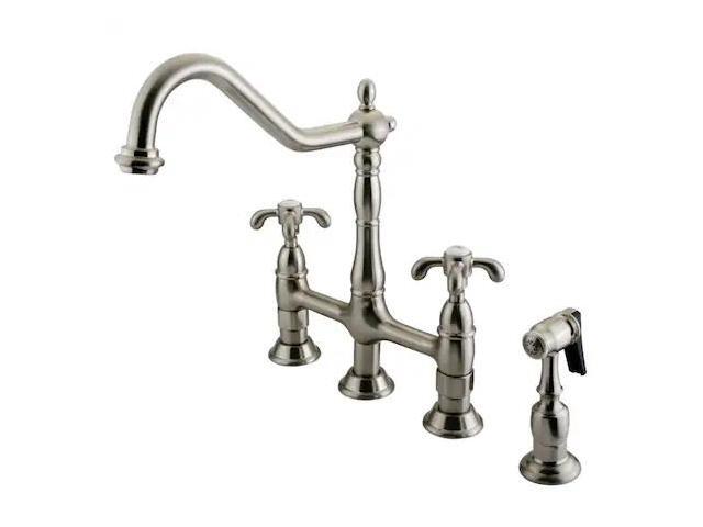 Kingston Brass KS1278TXBS Double Handle 8' Centerset Kitchen Faucet with Brass S