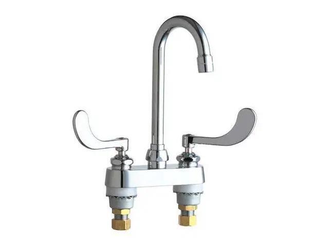 CHICAGO FAUCET 895-317E35XKABCP Gooseneck Bar Faucet, Manual, 4' Mount, 2 Hole