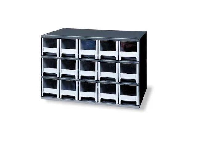 AKRO-MILS 19715 Drawer Bin Cabinet W/ 15 Drawers, Gray, Steel/Polystyrene, 17