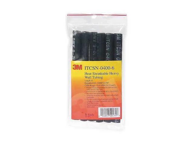 3M ITCSN-1100-48'-BLACK-5 PCS Adhesive Lined Heat Shrink Tube, Heavy Wall, 3:1