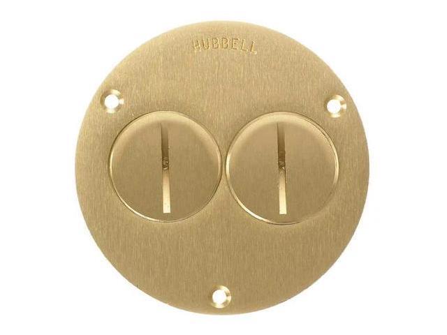 HUBBELL WIRING DEVICE-KELLEMS S3725 Box Cover, Floor Box Type, 2 Gang, Brass