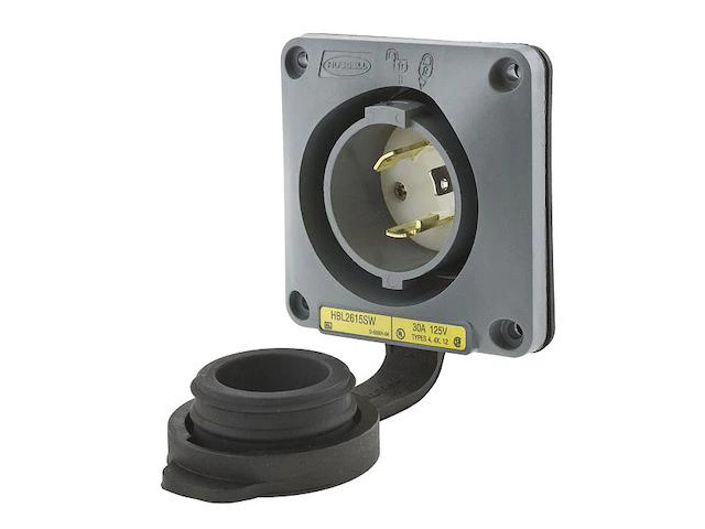 Hubbell Wiring Device-Kellems Wtertght Flanged Lcking Inlet,Industrial HBL2615SW