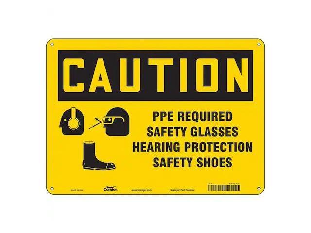CONDOR 468P43 Safety Sign, 10 in Height, 14 in Width, Polyethylene, Horizontal
